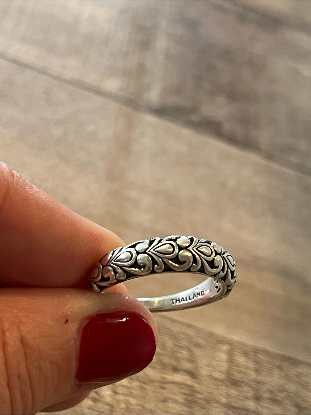 Angela by John Hardy Sterling Silver Floral Pattern Dome Ring size 10